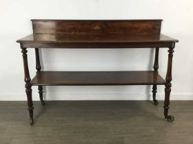 INLAID MAHOGANY TWO TIER BUFFET TABLE, 19TH CENTURY