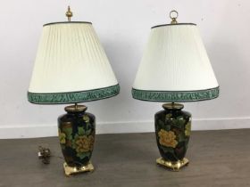 PAIR OF MODERN CERAMIC VASE LAMPS,