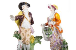 PAIR OF PORCELAIN BOCAGE FIGURES, LIKELY SAMSON, LATE 19TH CENTURY