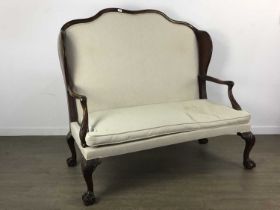 MAHOGANY WINGBACK TWO SEAT SETTEE, EARLY 20TH CENTURY