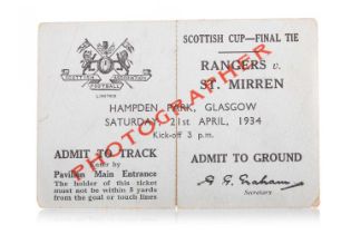 RANGERS F.C. VS. ST. MIRREN F.C., SCOTTISH CUP FINAL TICKET, 21ST APRIL 1934