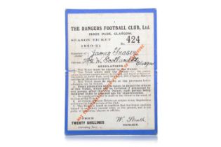 RANGERS F.C., SEASON TICKET, 1920/21