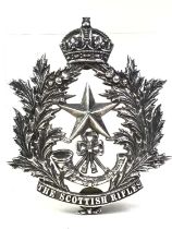 SCOTTISH RIFLES, WHITE METAL HELMET BADGE