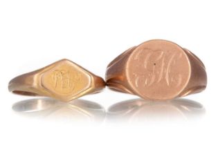 TWO GOLD SIGNET RINGS,