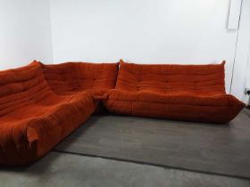 MICHEL DUCAROY FOR LIGNE ROSET, THREE-PIECE 'TOGO' MODULAR SETTEE, ORIGINALLY DESIGNED 1973