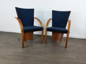 WESTNOFA OF NORWAY, PAIR OF CHROME AND BENTWOOD ARMCHAIRS, CIRCA 1970-80