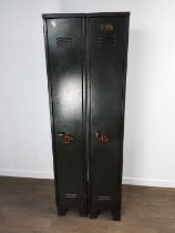 PAIR OF INDUSTRIAL METAL LOCKERS, MID-20TH CENTURY