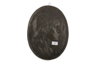 M. GEORGE, BRONZED PLASTER PORTRAIT PLAQUE, EARLY 20TH CENTURY