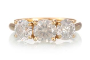 CERTIFICATED DIAMOND THREE STONE RING,