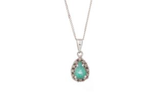 EMERALD AND DIAMOND PENDANT,