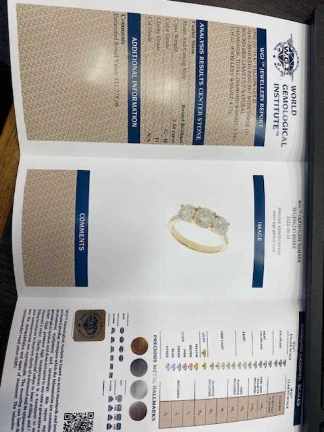 CERTIFICATED DIAMOND THREE STONE RING, - Image 3 of 3