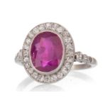 IMPRESSIVE UNHEATED BURMESE RUBY AND DIAMOND RING,