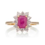 CERTIFICATED RUBY AND DIAMOND RING,