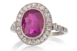 IMPRESSIVE UNHEATED BURMESE RUBY AND DIAMOND RING,