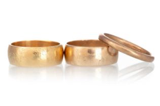 THREE GOLD WEDDING BANDS,