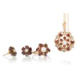 GARNET AND PEARL SUITE OF JEWELLERY,