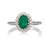 CERTIFICATED EMERALD AND DIAMOND RING,
