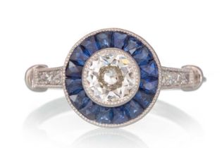 SAPPHIRE AND DIAMOND TARGET RING,