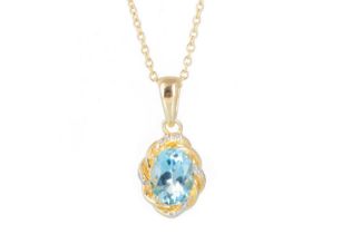 TOPAZ AND DIAMOND PENDANT,