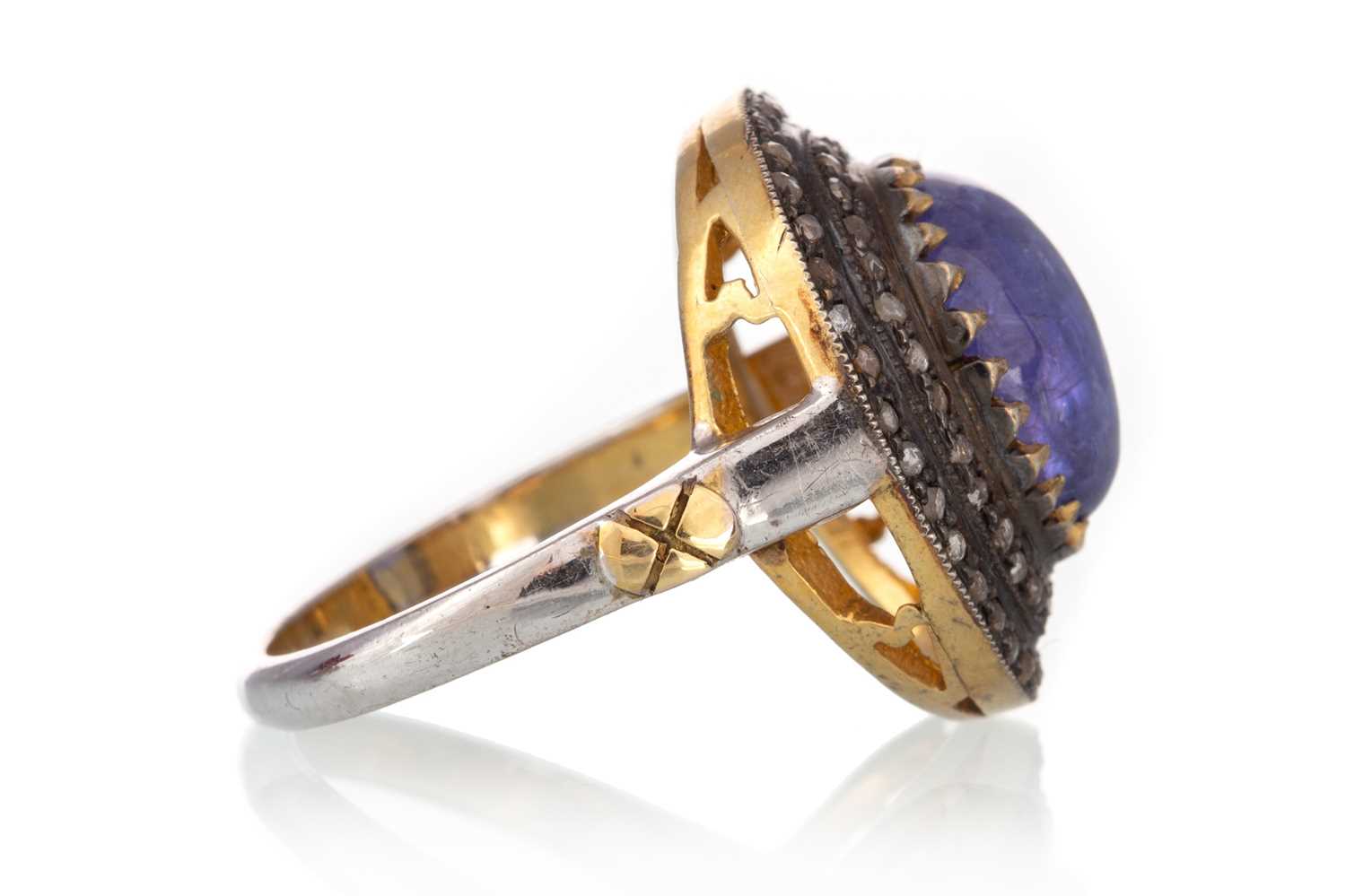 TANZANITE AND DIAMOND RING, - Image 2 of 2