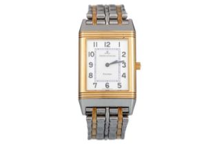 JAEGER LE-COULTRE, REVERSO CLASSIQUE STAINLESS STEEL AND GOLD QUARTZ WRIST WATCH