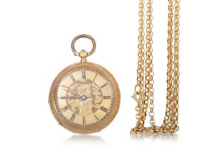 EIGHTEEN CARAT GOLD CASED OPEN FACE POCKET WATCH,