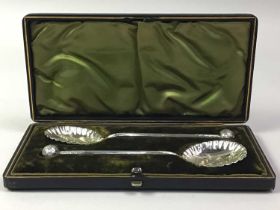 PAIR OF VICTORIAN JAM SPOONS, AND OTHER PLATED WARE