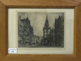 ETCHING OF TRON GATE, GLASGOW, LATE 19TH / EARLY 20TH CENTURY
