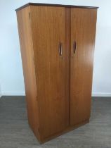 MID CENTURY TEAK TWO DOOR WARDROBE,