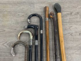 SEVEN VICTORIAN AND LATER WALKING STICKS AND CANES,