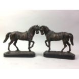 PAIR OF SPELTER MODELS OF HORSES,