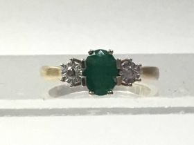 EMERALD AND DIAMOND RING,