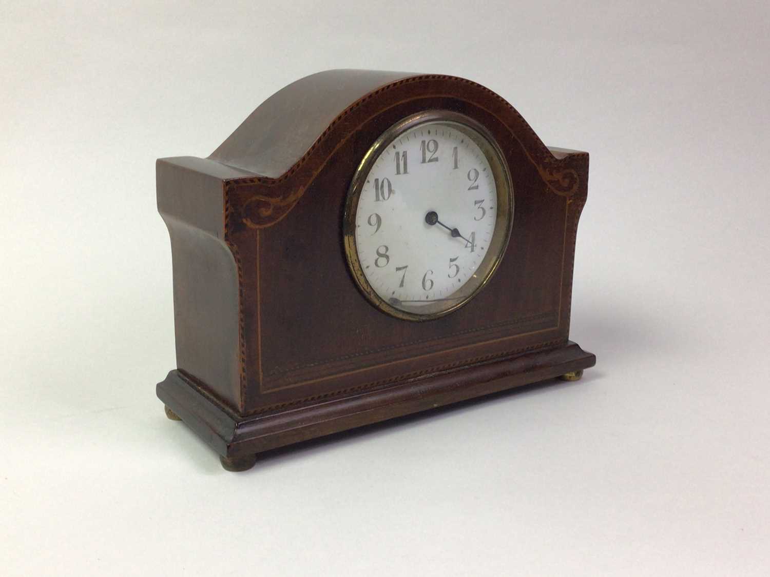 EDWARDIAN MAHOGANY MANTEL CLOCK, AND ANOTHER - Image 2 of 2