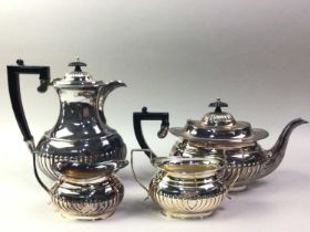 SILVER PLATED FOUR PIECE TEA AND COFFEE SERVICE,