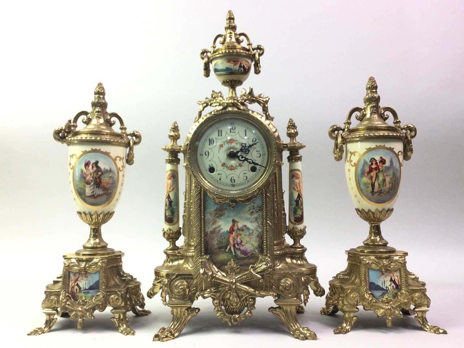 GERMAN CLOCK GARNITURE, 20TH CENTURY