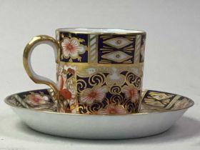 ROYAL CROWN DERBY COFFEE CUP AND SAUCER, ALONG WITH OTHER MIXED CERAMICS