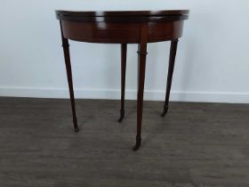 MAHOGANY D-SHAPED FOLD OVER TEA TABLE,