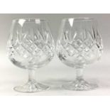 PAIR OF EDINBURGH CRYSTAL BRANDY GLASSES, AND OTHER GLASSWARE