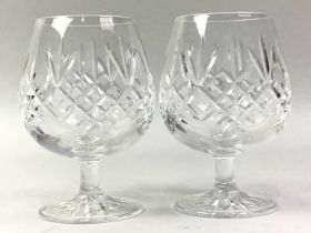 PAIR OF EDINBURGH CRYSTAL BRANDY GLASSES, AND OTHER GLASSWARE