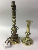 GROUP OF BRASS CANDLESTICKS,