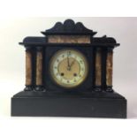 VICTORIAN BLACK SLATE MANTEL CLOCK,