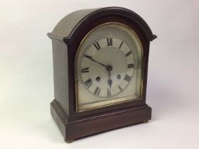 EDWARDIAN MAHOGANY MANTEL CLOCK, AND ANOTHER