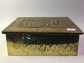 EMBOSSED BRASS SLIPPER BOX, AND OTHER ITEMS