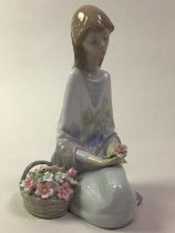 LLADRO FIGURE OF A KNEELING GIRL, AND FIVE OTHER LLADRO FIGURES