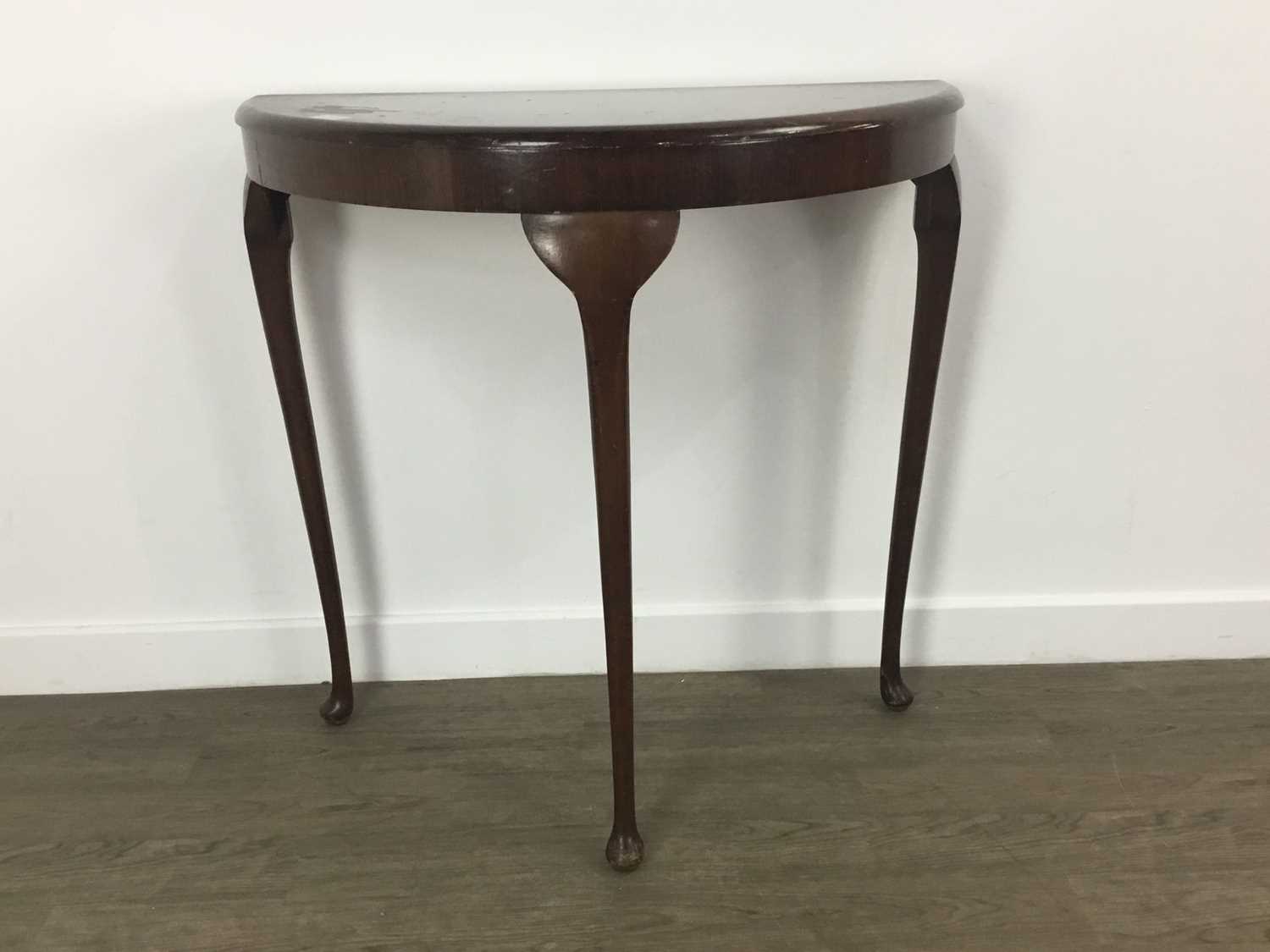 ONYX AND BRASS MANTEL CLOCK, ALONG WITH A DEMI LUNE TABLE - Image 2 of 3