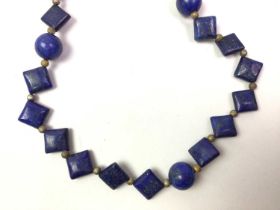 LAPIS LAZULI NECKLACE AND BRACELET, AND OTHER COSTUME JEWELLERY
