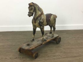 VICTORIAN DAPPLE GREY MINIATURE WOOD HORSE,