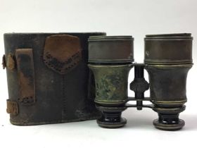 WWI PAIR OF FIELD BINOCULARS, AND A KODAK AUTOGRAPHIC CAMERA