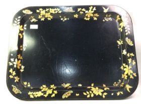 EBONISED WOODEN TRAY, 20TH CENTURY