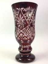 GROUP OF FIVE CRYSTAL VASES,